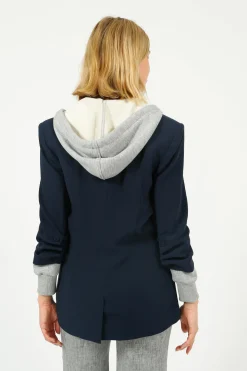 5A7 Hooded Khloe Blazer in Navy, Grey