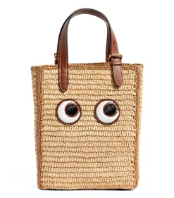 AH N/S Tote in Mini Eyes in Natural Raffia