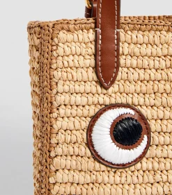 AH N/S Tote in Mini Eyes in Natural Raffia