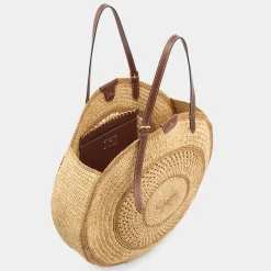 AH Round Bow Tote in Natural Raffia