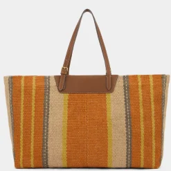 AH Striped Jute E/W Tote in Orange Multi