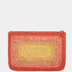 AH Tassel Bow Clutch in Orange Multi Raffia