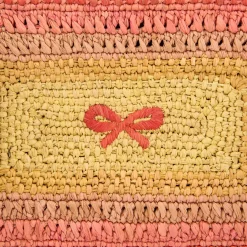 AH Tassel Bow Clutch in Orange Multi Raffia