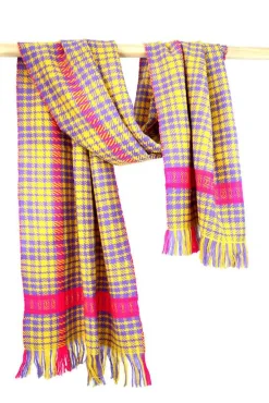 ANNA 603 Himalaya Check Print Scarf in Yellow Multi