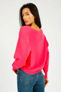 AV Raxow V Neck Knit in Hortensia Fluro