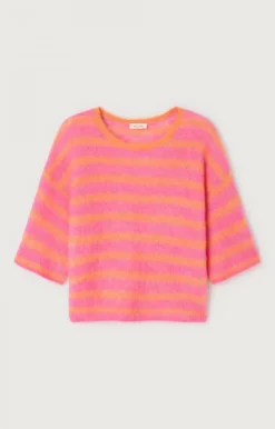 AV Nenbay SS Stripe Knit in Orange, Hibiscus