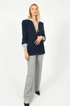 BF Slim Kim Linen Trouser in Dappled Grey