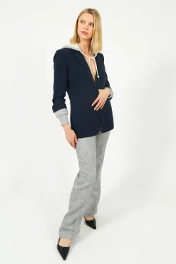 BF Slim Kim Linen Trouser in Dappled Grey