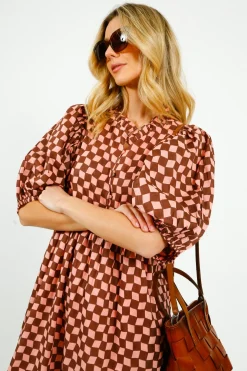 BONTE Briony Dress in Brown, Pink