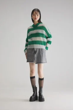 BR Arvy Knit in Green, Grey Stripe