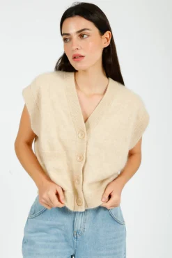 C-RUSH Brushed Palm Cardi in Almond