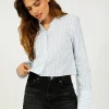 DAY Alexi Crop Striped Shirt in Light Blue