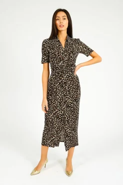 DVF Zoey Dress in Camo Leopard