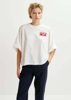 EA Hadio Embroidered Tee in Off White