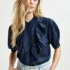 EA Hamadeus Ruffle Detail Shirt in Dark Sapphire