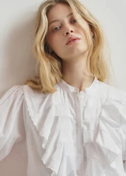 EA Hamadeus Ruffle Detail Shirt in White