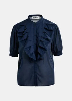 EA Hamadeus Ruffle Detail Shirt in Dark Sapphire