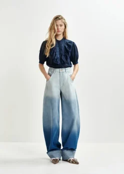 EA Hamadeus Ruffle Detail Shirt in Dark Sapphire