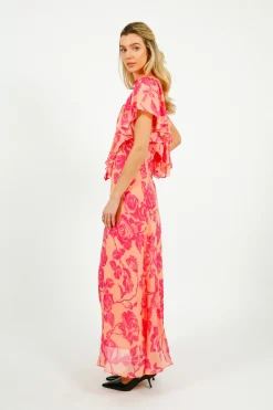 EA Honolulu Ruffle Midi Dress in Marzipani