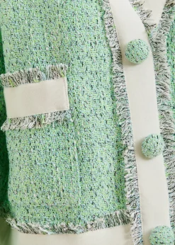 EA Hoola Cropped Fringe Jacket in Neptune Green