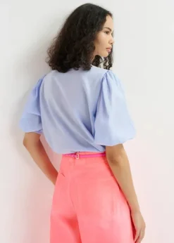 EA Horange Embroidered Shirt in Aqua Blue