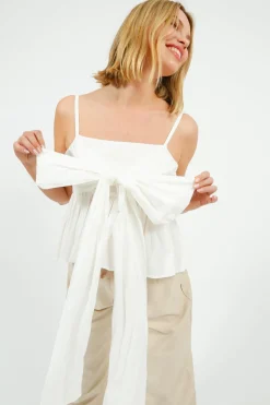 EP BL3408 Tie Front Blouse in White