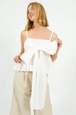 EP BL3408 Tie Front Blouse in White