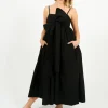 EP DR3209 Tie Front Dress in Black