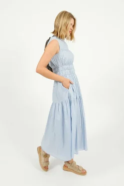 EP DR2605 Triple Gathered Dress in Sky