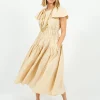 EP DR3405 Wide Shoulder Dress in Butter