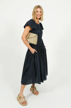 EP DR3405 Wide Shoulder Dress in Navy