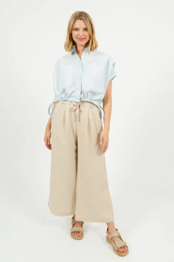 EP PT1903 Drawstring Waist Trousers in Beige