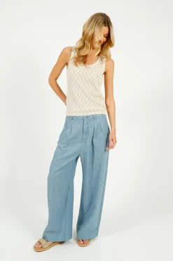 Eu0026I Belinou Linen Trousers in Blue