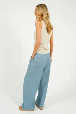 Eu0026I Belinou Linen Trousers in Blue