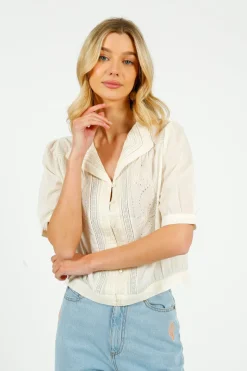 Eu0026I Brunelle Blouse in Ecru
