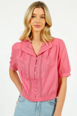 Eu0026I Brunelle Blouse in Raspberry