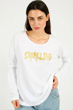 FWP Sparkling Sweatshirt in White, Gold
