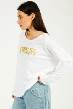 FWP Sparkling Sweatshirt in White, Gold