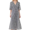 GANNI F9308 Seersucker Check Dress in Egret