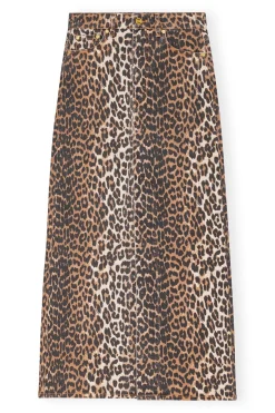 GANNI J1445 Printed Denim Maxi Skirt in Leo