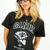 GANNI T4138 Basic Cotton Witch Relaxed Tee in Phantom
