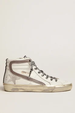 GG Slide Trainers in White Black and Taupe