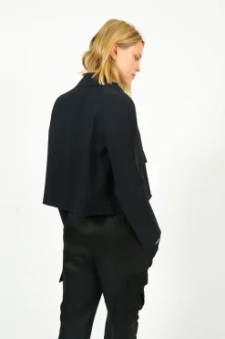 HW Cropped Raglan Scuba Jacket in Black