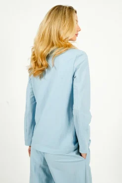 HW Stand Up Collar Blazer in Light Blue