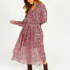 IM Dalida Printed Dress in Raspberry, Black