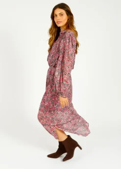 IM Dalida Printed Dress in Raspberry, Black