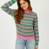 JU 3 Stripe Crew in Bright Green, Azalea Vapor