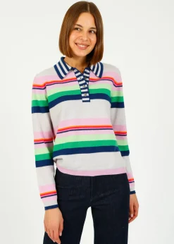 JU Cabana Stripe Polo in Fog Multi