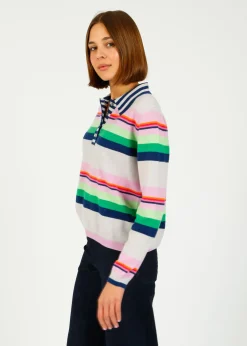 JU Cabana Stripe Polo in Fog Multi