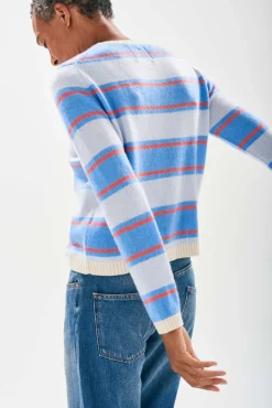 JU Deckchair Stripe Crew in Oatmeal, Skylar, Cerise